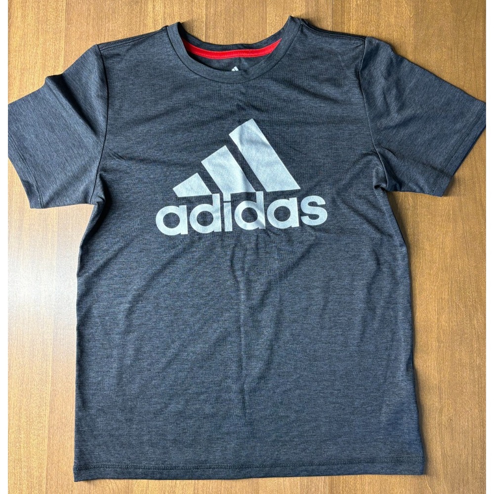 Adidas Boys‎ M (10/12) White Logo Lightweight Short Sleeve T-Shirt